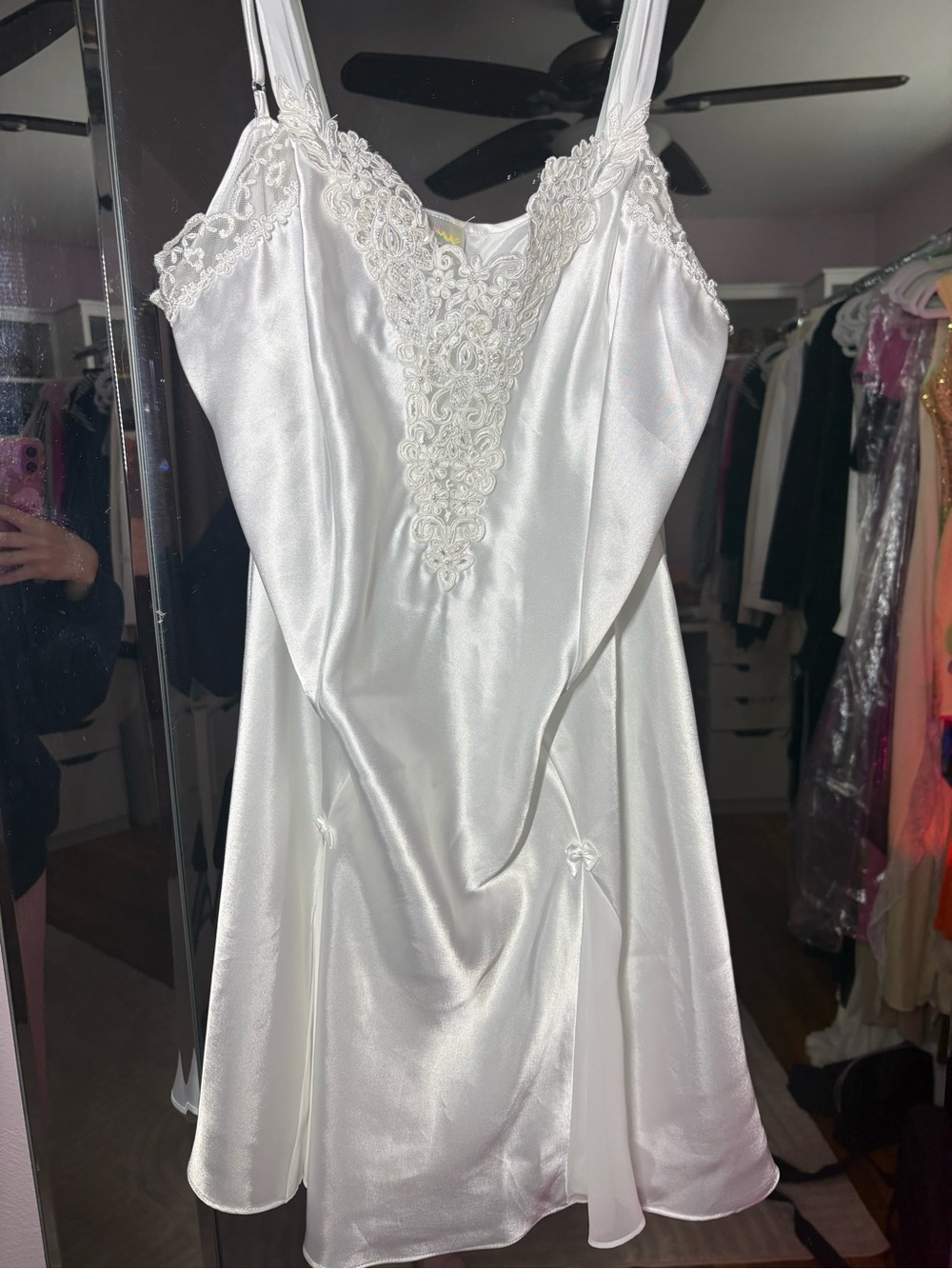 Elegant White Lace-Trim Slip Dress